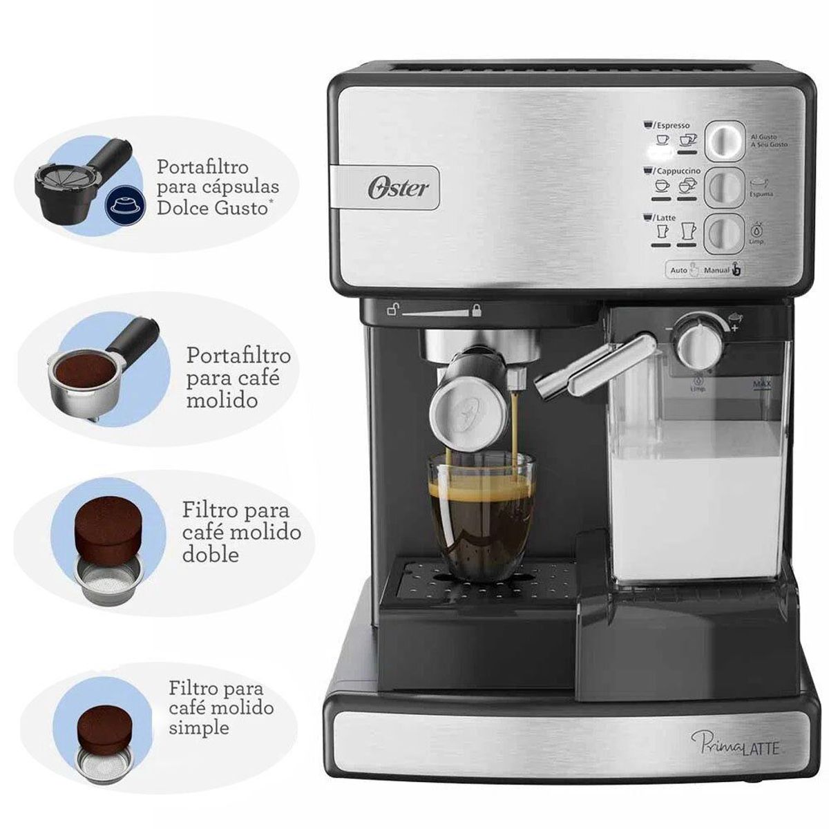 OSTER - Cafetera Expresso PrimaLatte BVSTEM6603SS