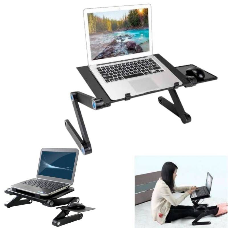 GENERICO - Mesa con Cooler Graduable T8 para Laptop Plegable Doble Ventilador
