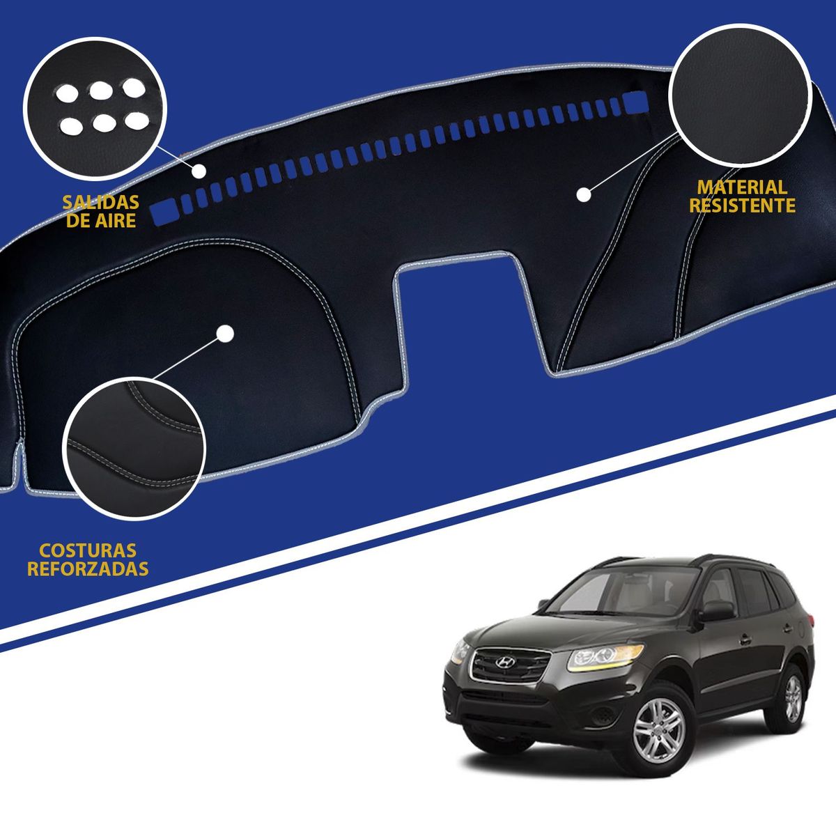 TECGO - PROTECTOR CUBRE TAPETE TABLERO TIPO HYUNDAI SANTA FE 2011