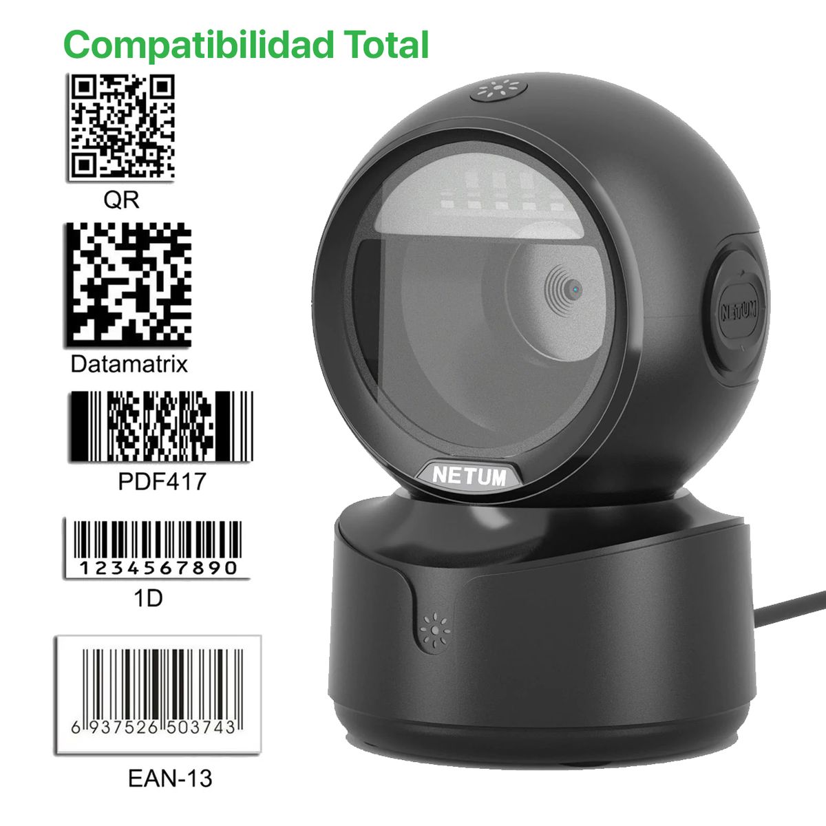 NETUM - Lector Código Qr y Barras Netum A5 Omnidireccional 2d 1d Alámbrico