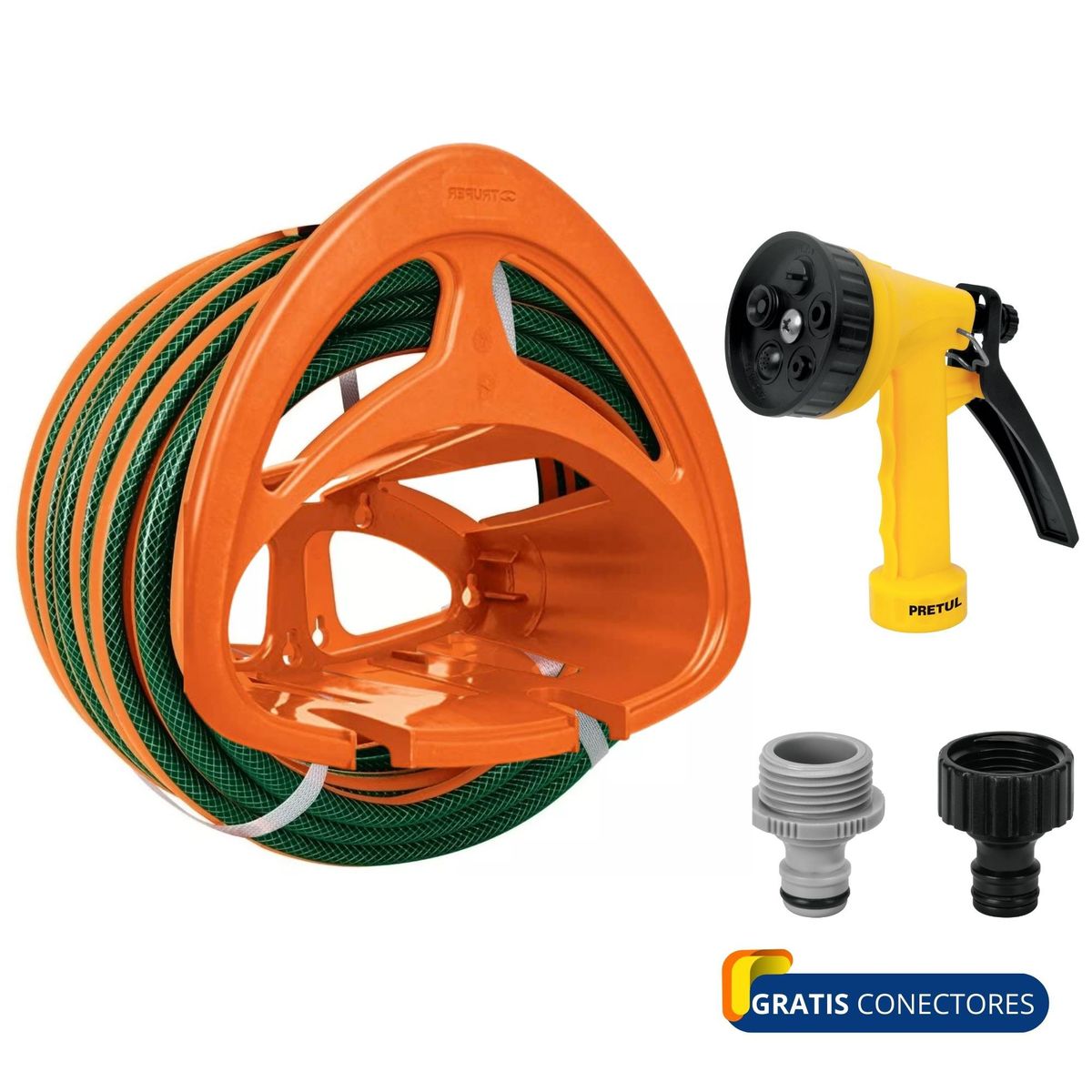 TRUPER - combo manguera de riego 10m porta manguera pistola de riego