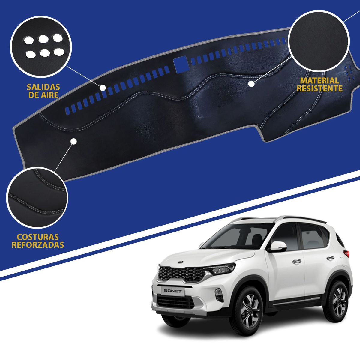 TECGO - PROTECTOR CUBRE TAPETE TABLERO TIPO KIA SONET 2022