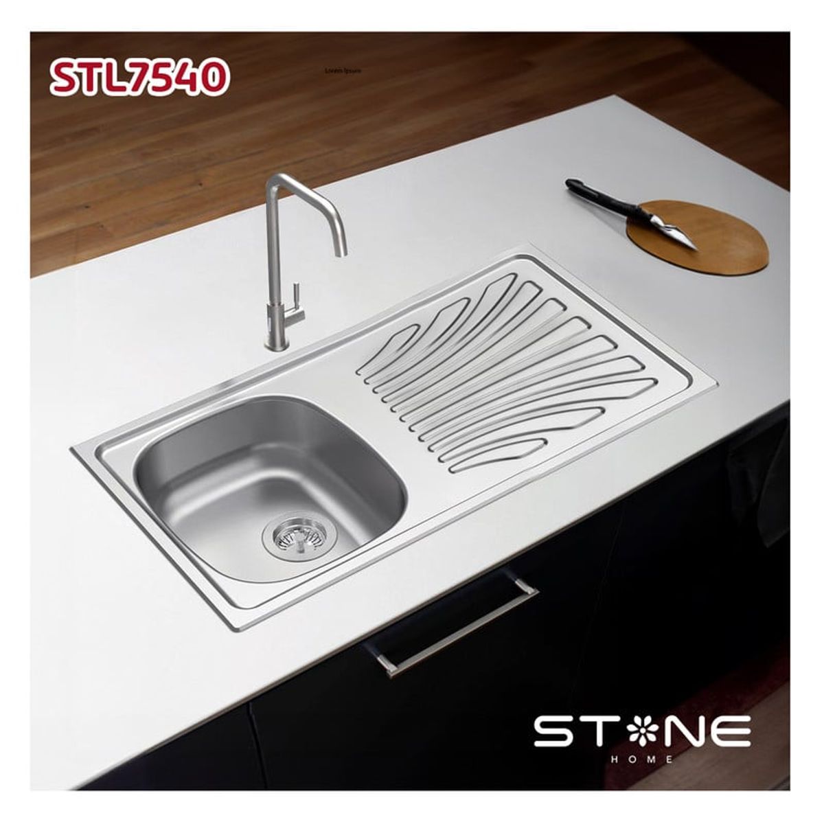 STONE - COMBO DE LAVADERO DE ACERO PRIME STL7540 + VLT-R-02 RUMI