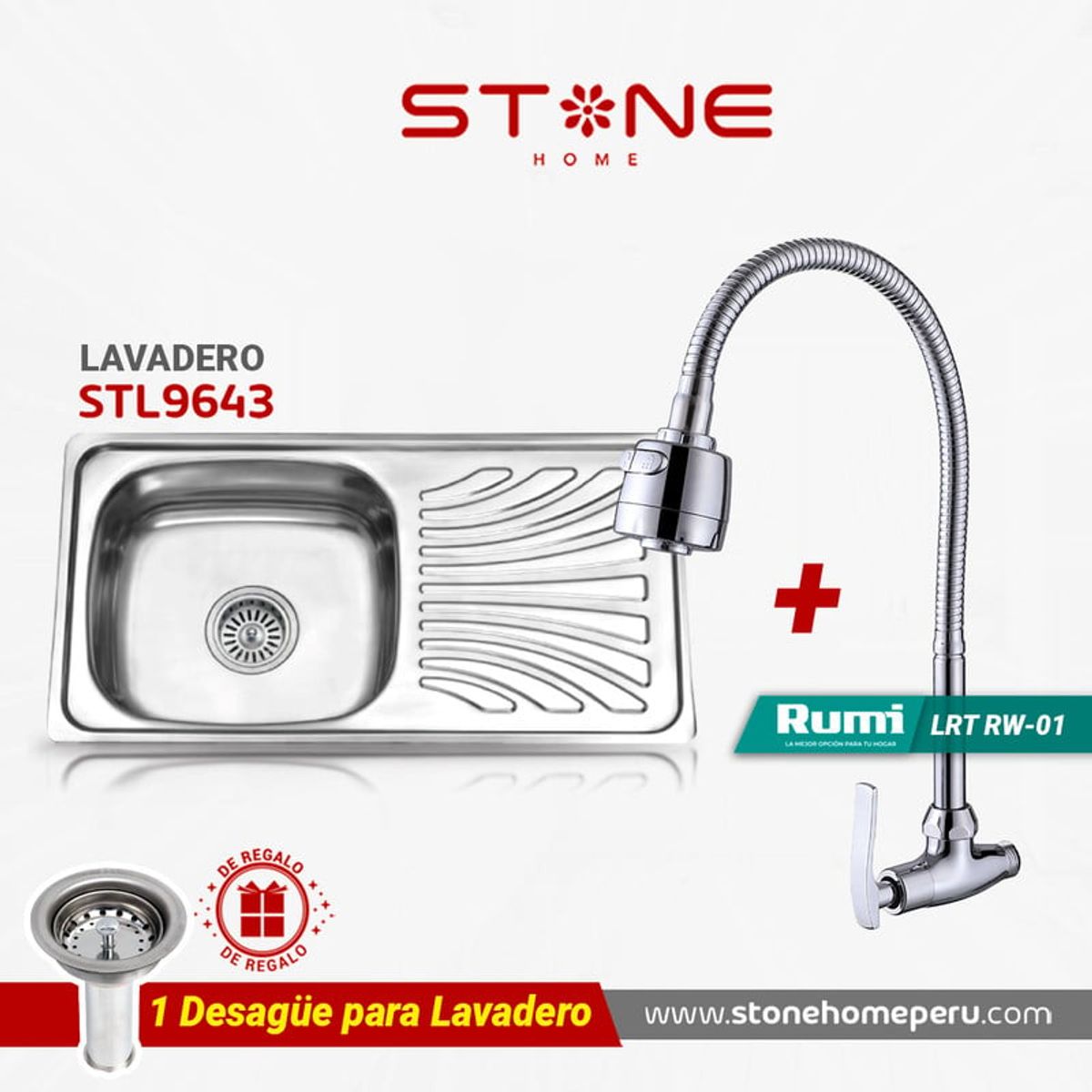 STONE - COMBO DE LAVADERO DE ACERO PRIME STL9643  VLT-R-02 RUMI