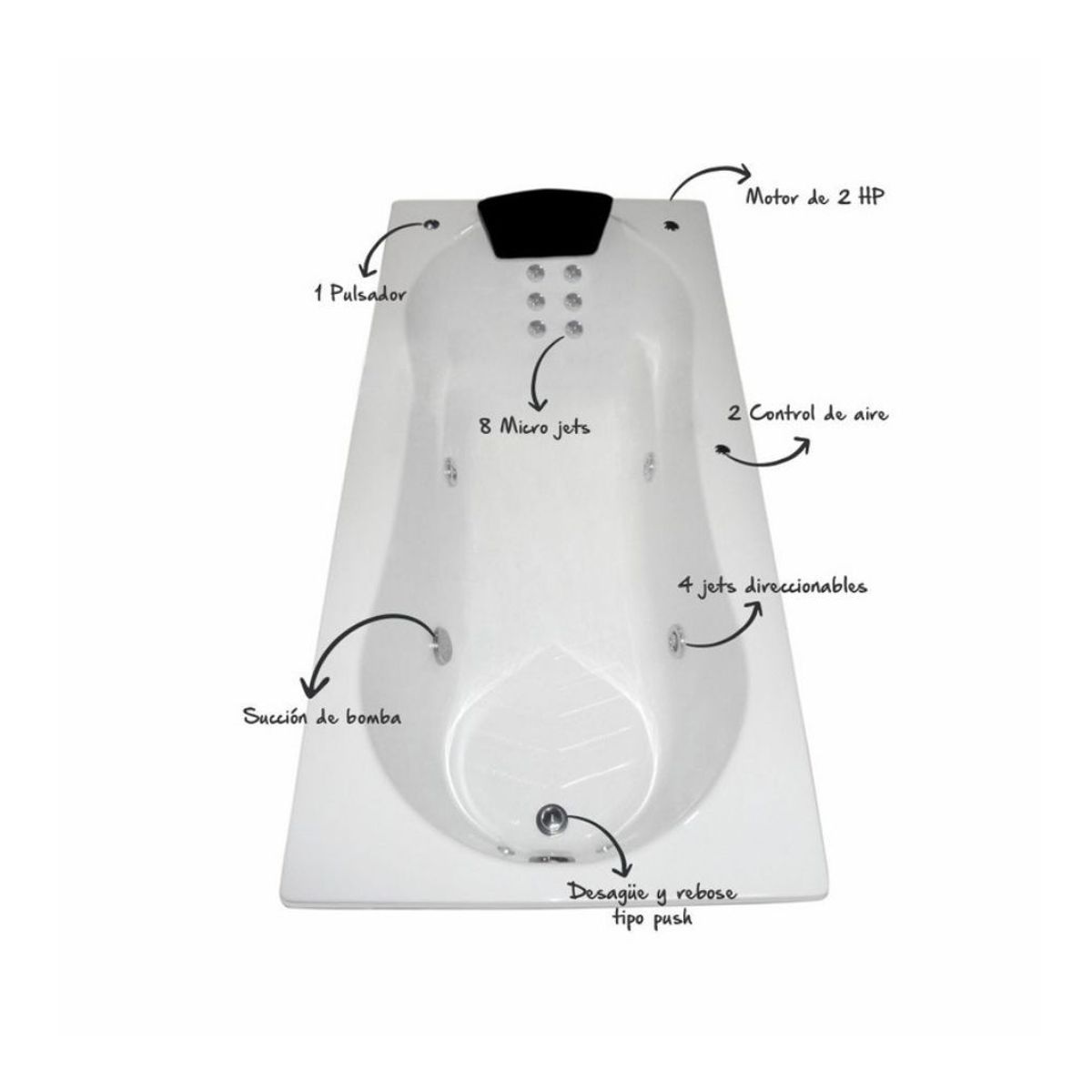 GENERICO - TINA DE HIDROMASAJE DAMA SENSO PROFESIONAL 18091