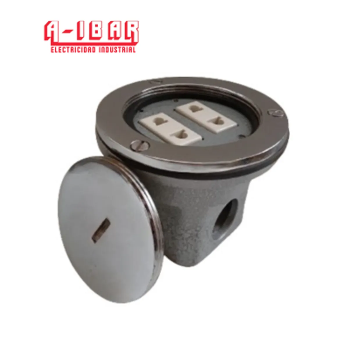 A IBAR - TOMACORRIENTE PARA PISO C/TAPA DE BRONCE CROMADO 15A  A-IBAR
