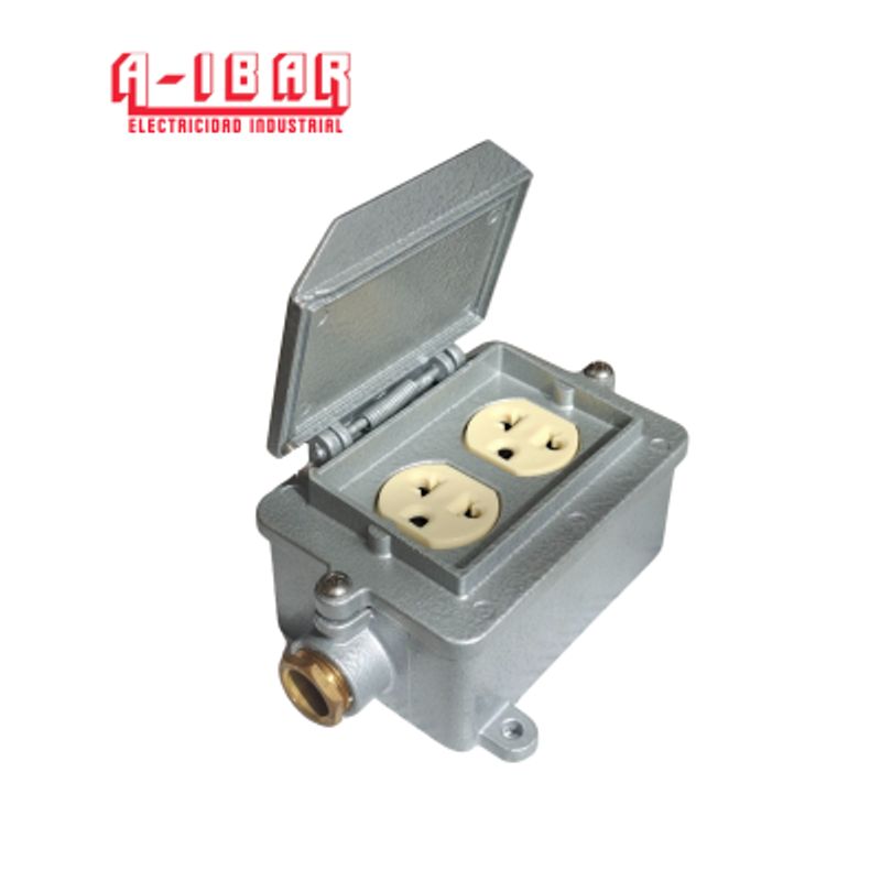 A IBAR - TOMACORRIENTE DOBLE 20 AMP UNIVERSAL 2P+T PARA ADOSAR A-IBAR