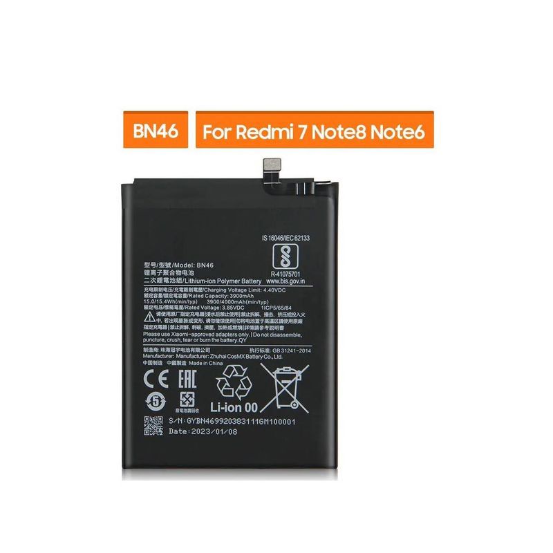 GENERICO - BATERIA  NOTE 6 - NOTE 8 - REDMI 7  -  BN46 TORIGINAL-SM NUEVO