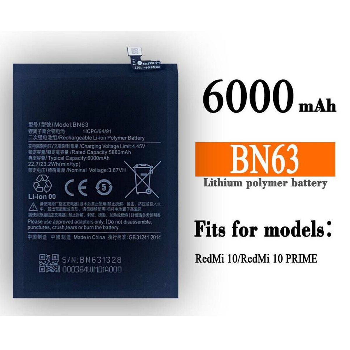 GENERICO - BATERIA REDMI 10 - 10 PRIME  BN63  NUEVO