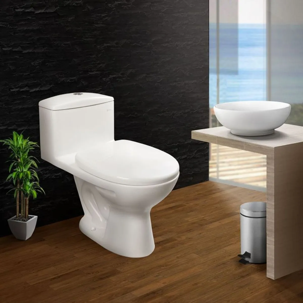 VAINSA - Combo Inodoro one piece ibiza con bowl para baño bari blanco vainsa