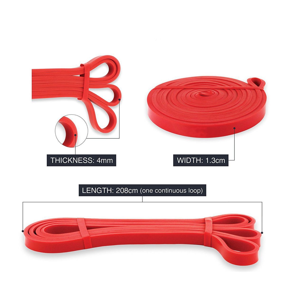 SPORT FITNESS - Banda Elástica de Resistencia Crossfit 1m x 13mm Ancho