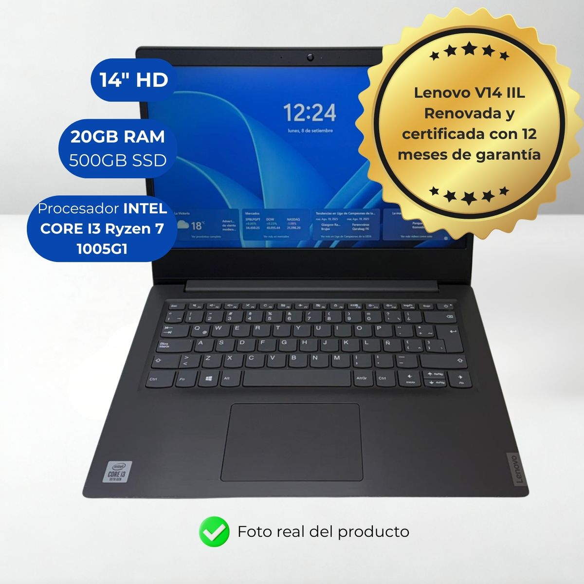 LENOVO - Laptop Lenovo V14-IIL Corei3-1005G1 20Gb 500Gb 14 pulgadas Reacondicionada
