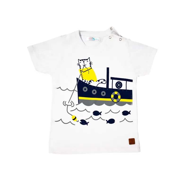 GENERICO - POLO NIÑO MANGA CORTA PIMA CON BROCHE BARCO