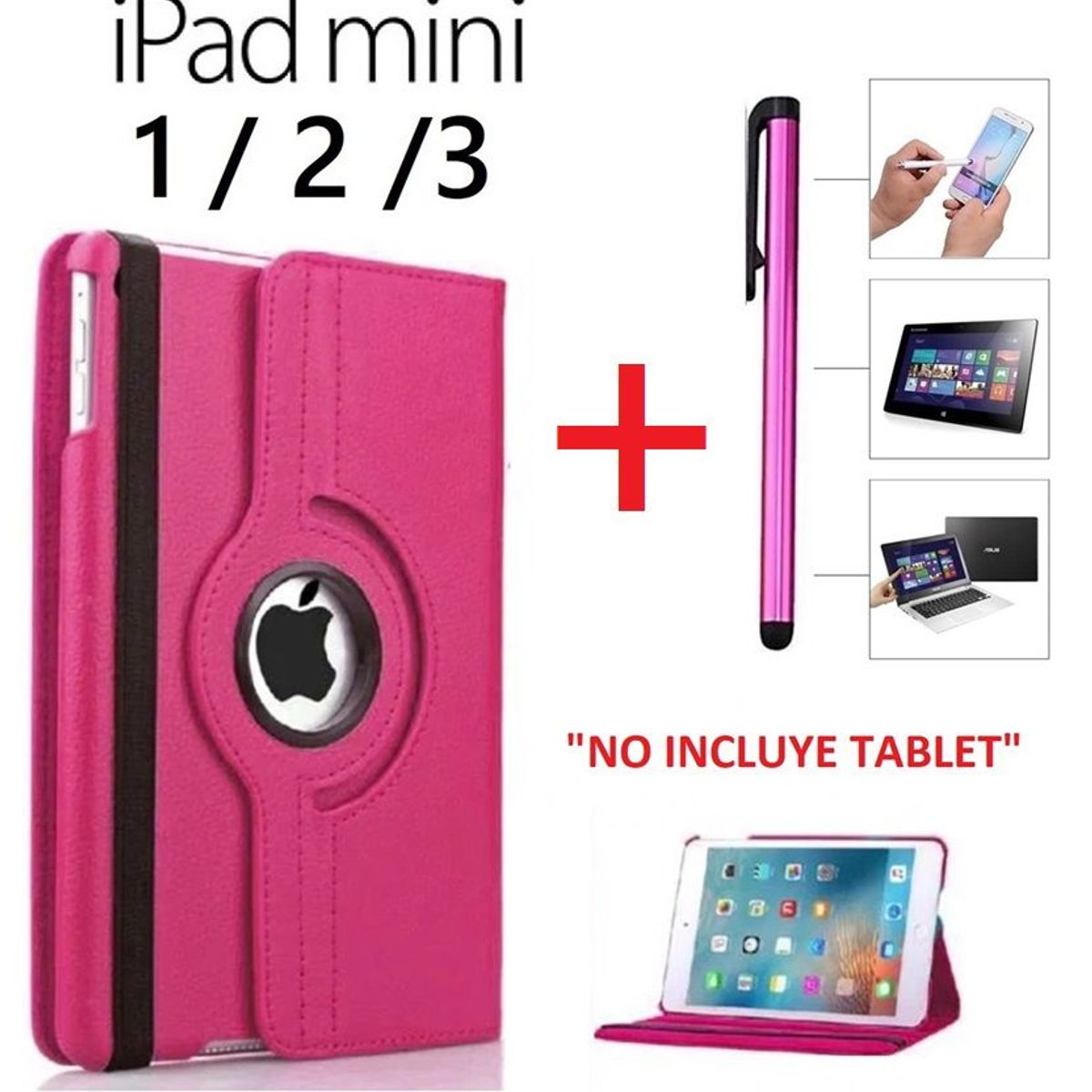 GENERICO - Funda Case + Lapiz Optico para iPad Mini 1 / 2 A1432 A1454 A1489 A1490