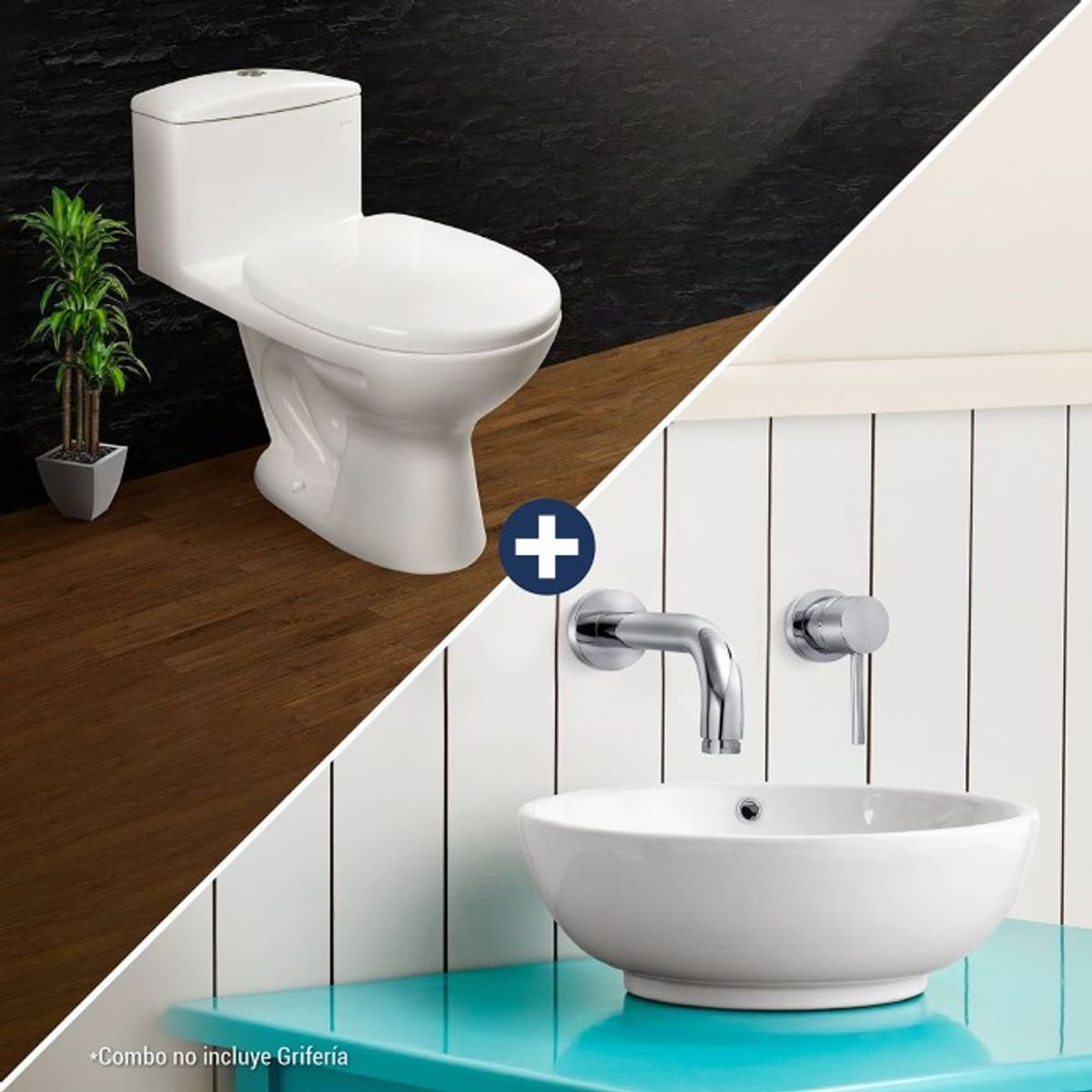 VAINSA - Combo Inodoro one piece ibiza con bowl para baño bali blanco Vainsa