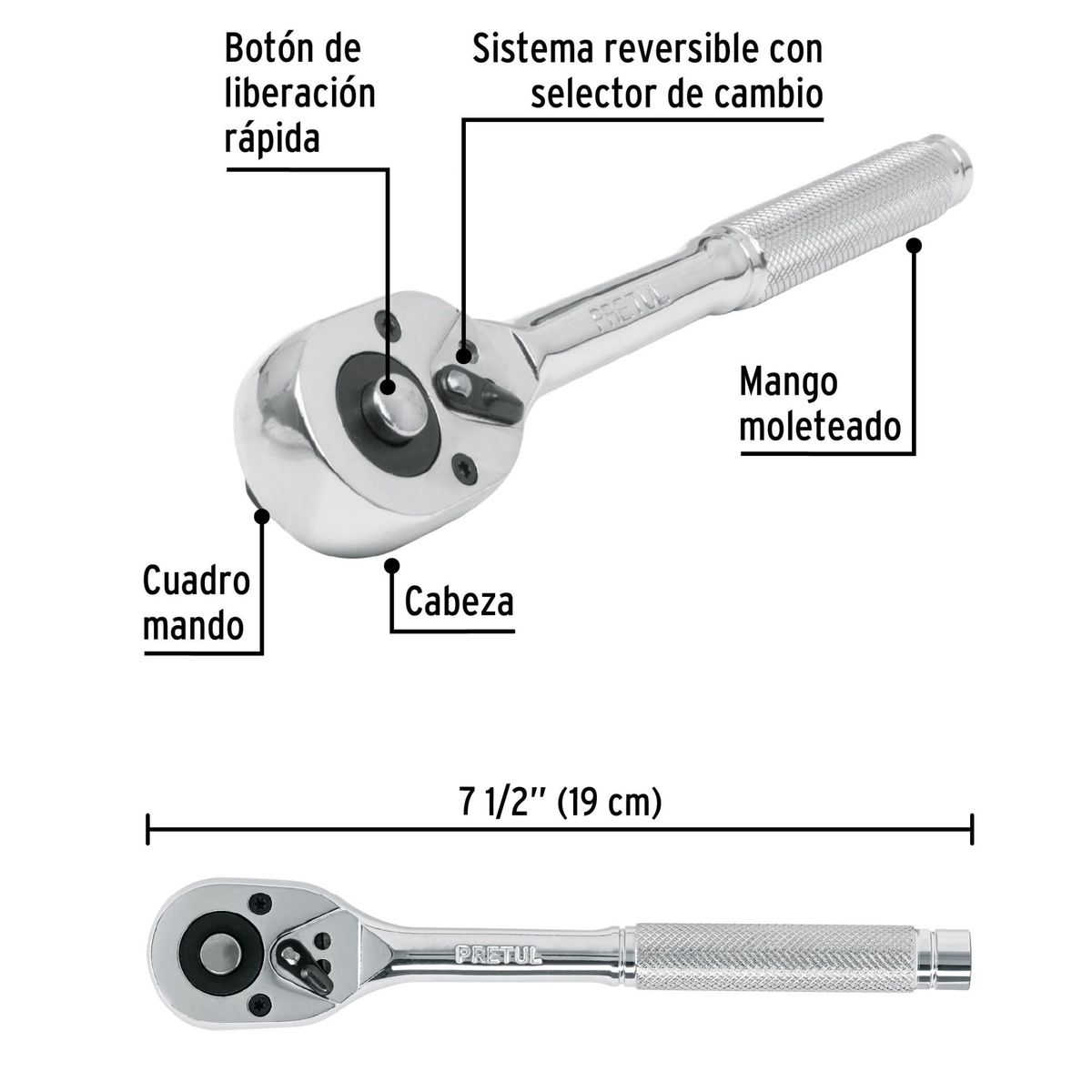 PRETUL - Ratchet, Matraca y Dados 3/8" 10 Piezas Pretul