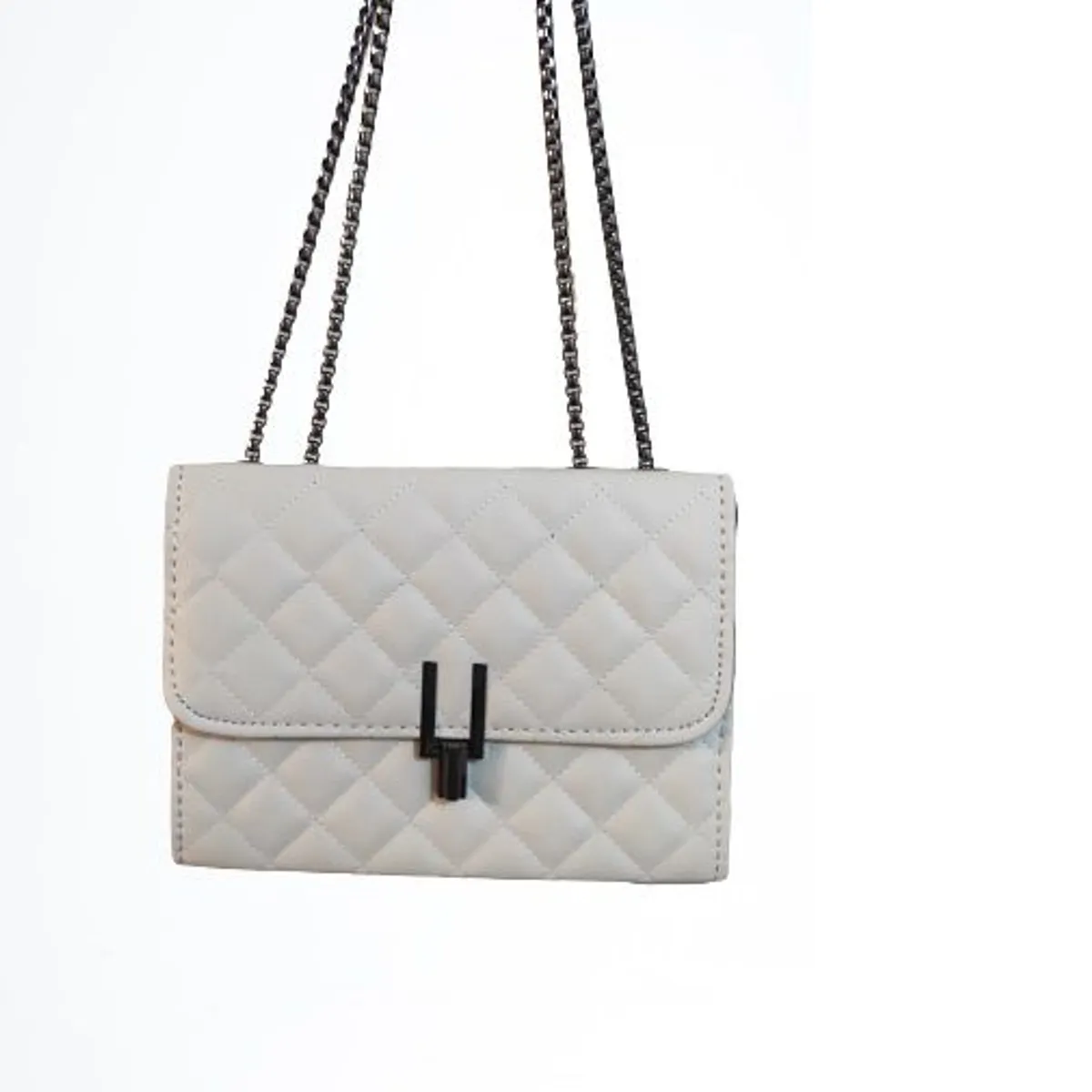ITELSISTEM - Cartera Bolso Elegante Cuerina Hombro acolchado cadena Blanco
