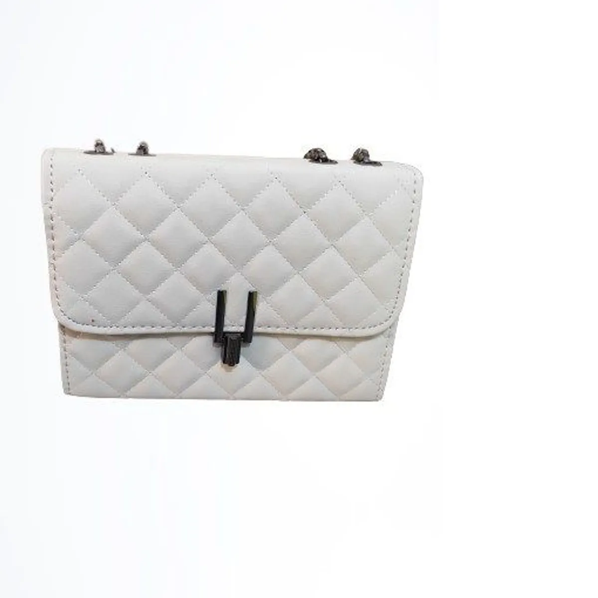 ITELSISTEM - Cartera Bolso Elegante Cuerina Hombro acolchado cadena Blanco