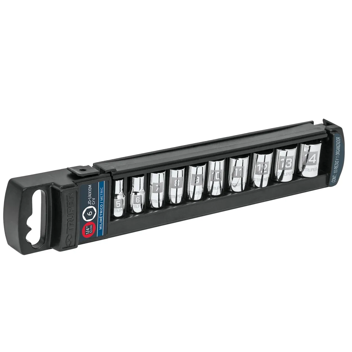 TRUPER - Juego de dados 1/4" mm, 10 piezas Truper