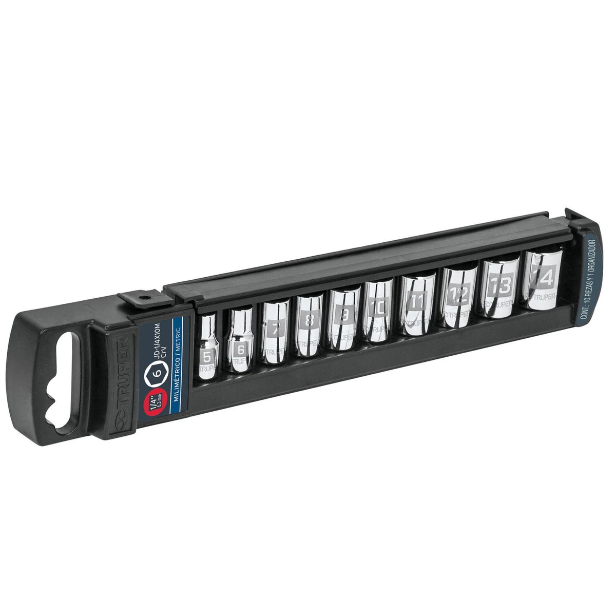 TRUPER - Juego de dados 1/4" mm, 10 piezas Truper