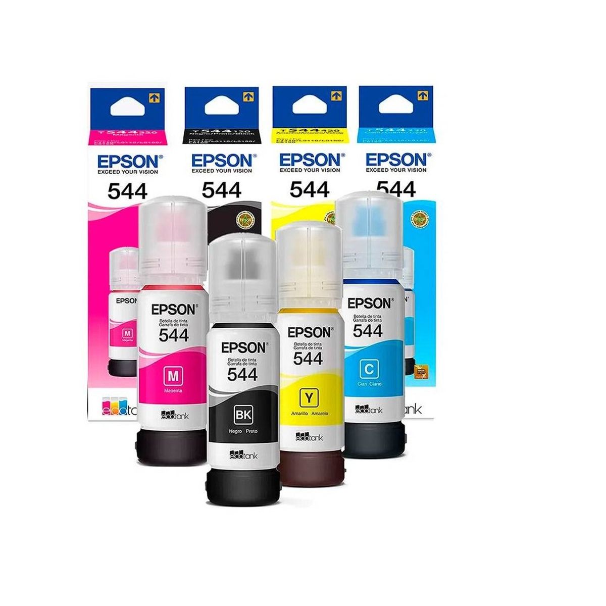 EPSON - Combo kit Tinta Epson T544 (4Colores) PARA  L1110 L3110 L3150 L5190-NEGRO/TRICOLO