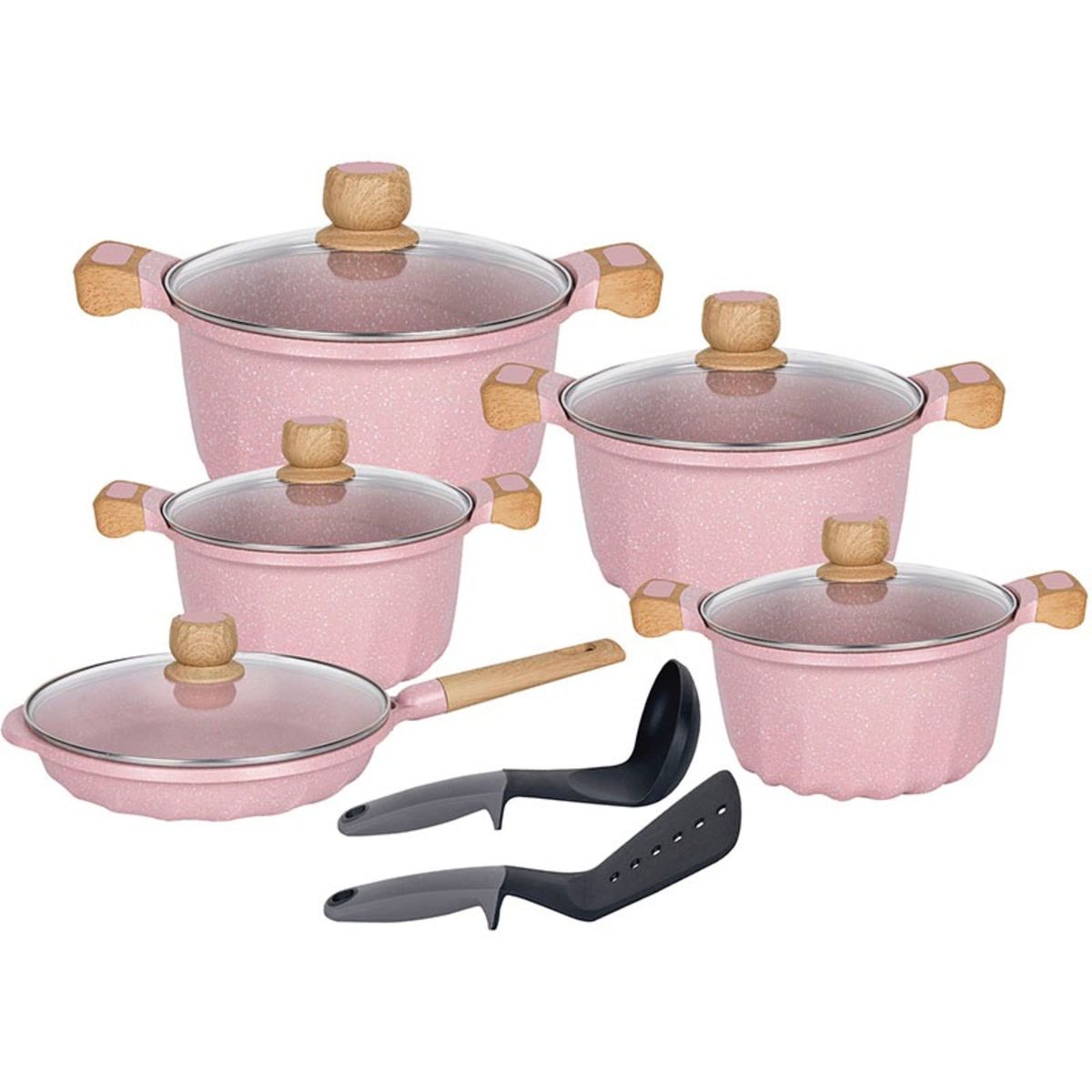 Reyna - Juego de ollas antiadherentes x 12 piezas Petra (Pink)