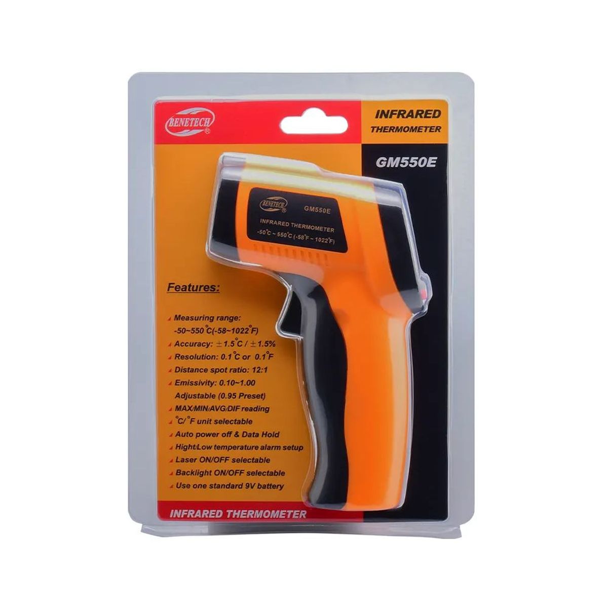 BENETECH - Pirómetro Termómetro Infrarrojo Profesional - BENETECH GM550E