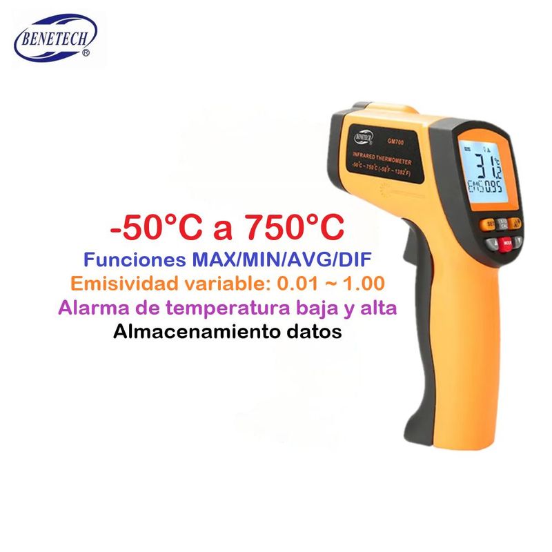BENETECH - Pirómetro Termómetro Infrarrojo Profesional - BENETECH GM700
