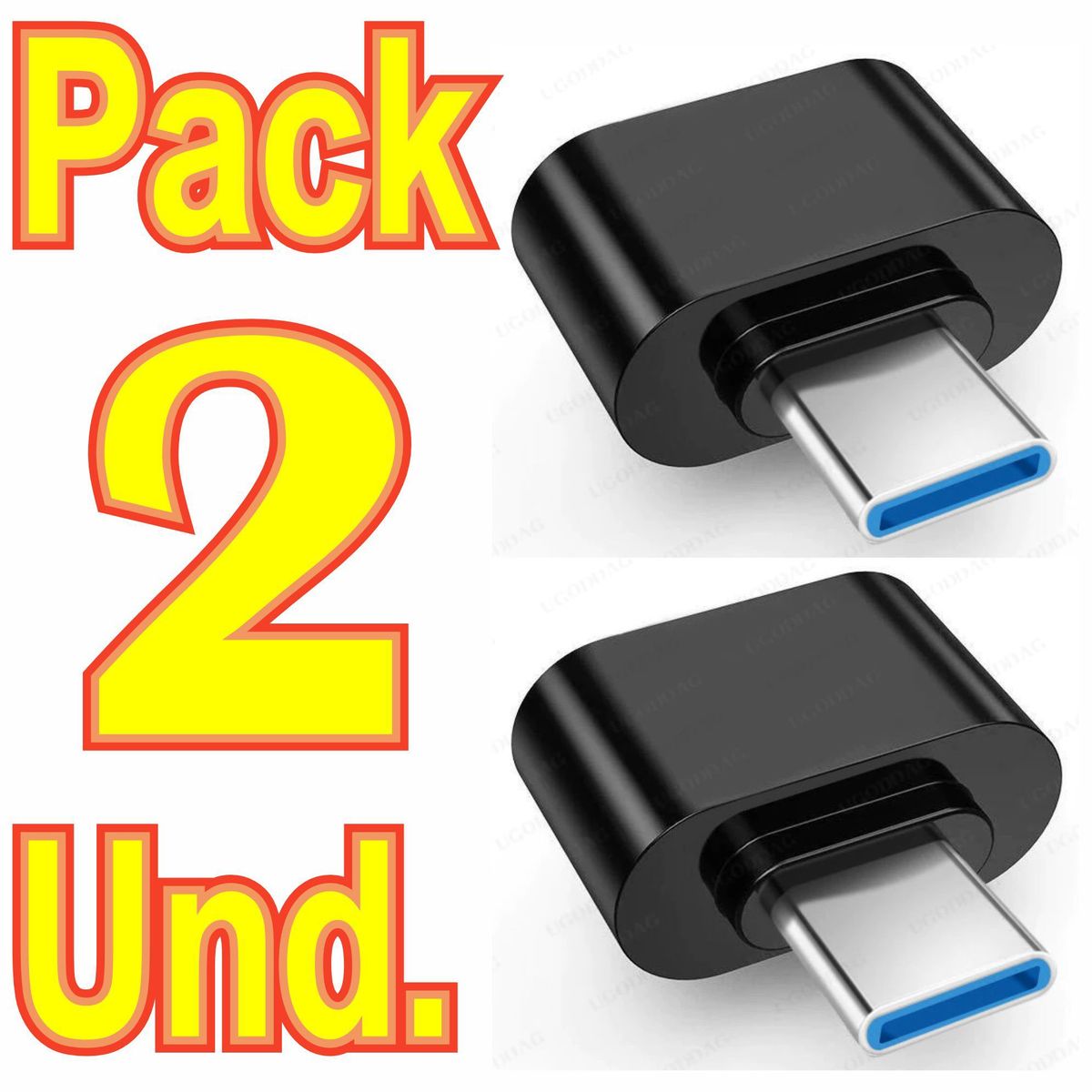 GENERICO - 2 Adaptador Otg Usb C A Usb Negro Conecta Mouse Teclado y más