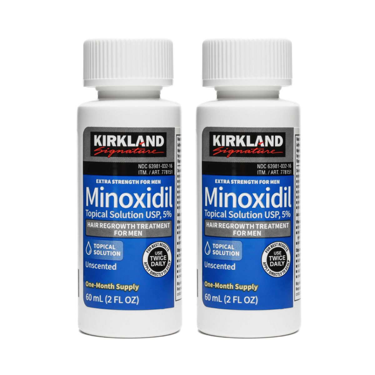 KIRKLAND - Minoxidil Liquido 5% Kirkland 2 Uds Crecimiento del Vello Facial