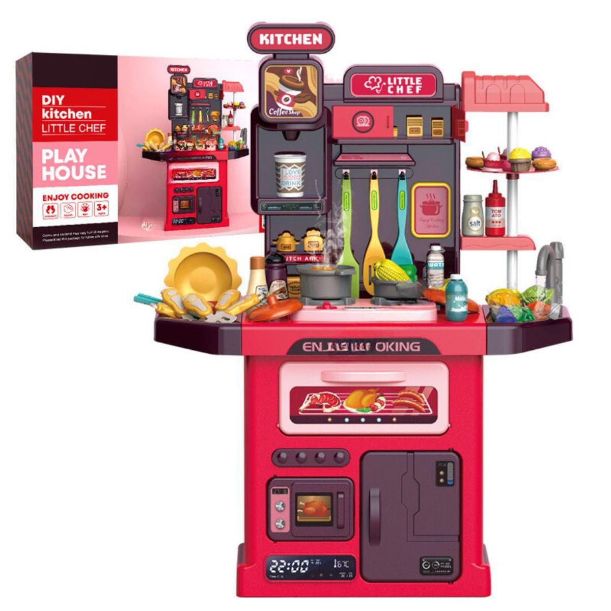 GENERICO - Cocina para Niños Vapor, Luz y Agua con Funciones 74 cm