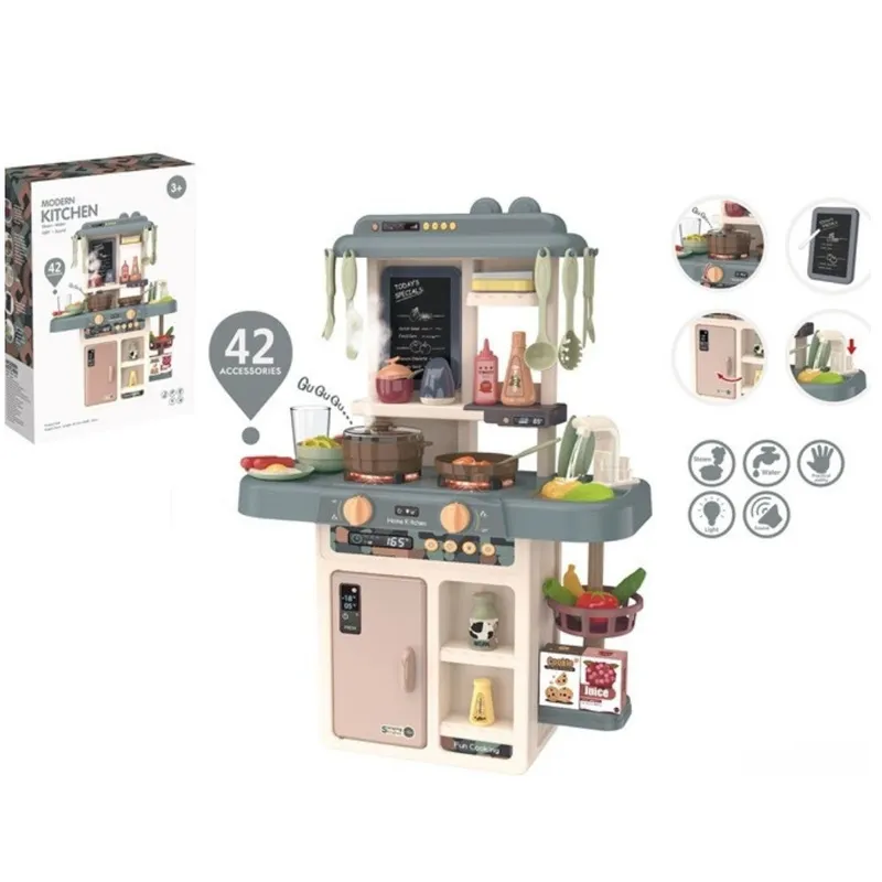 GENERICO - Cocina para Niños  Vapor,Luz y Agua 63cm con 42 piezas