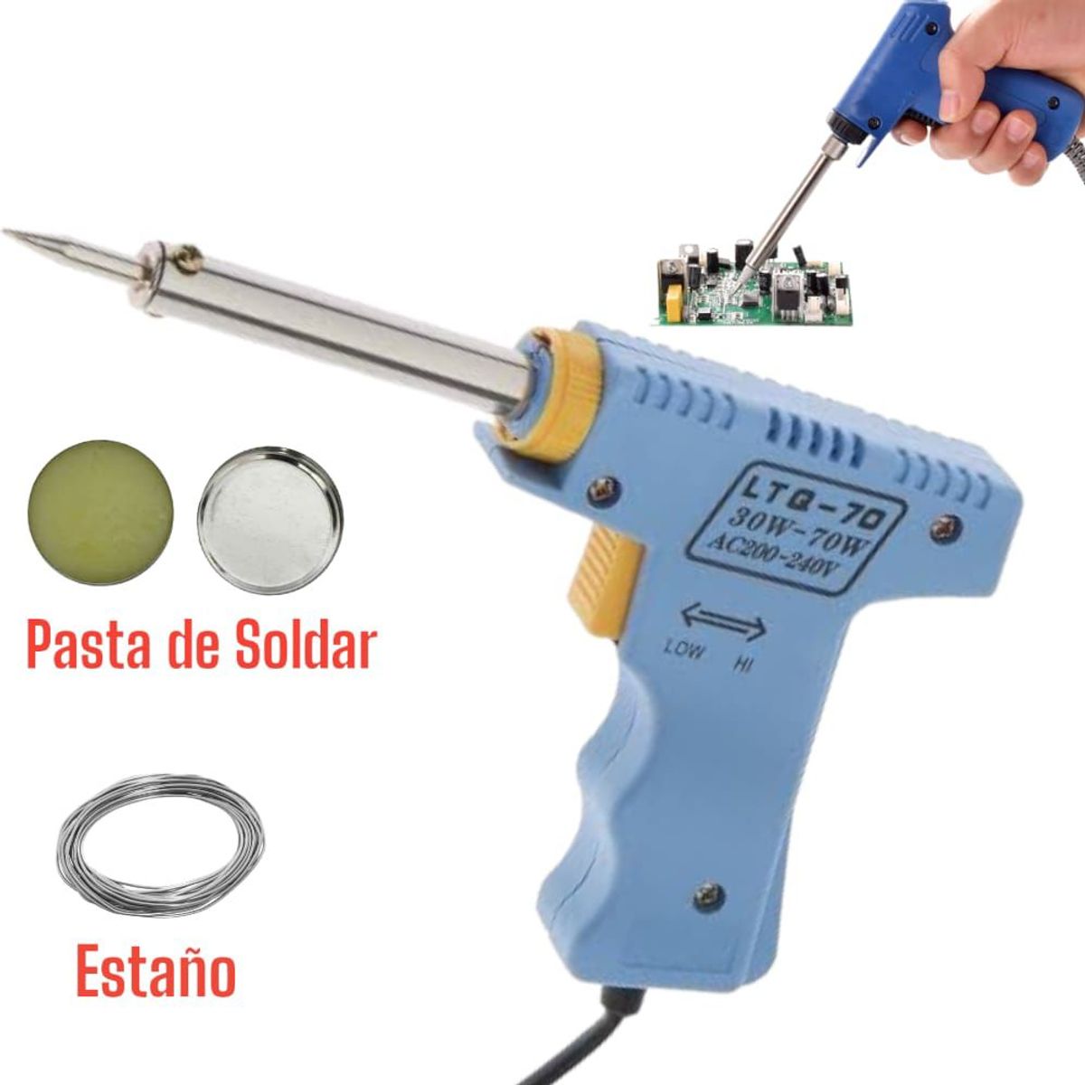 OEM - Cautin  Estaño 2m  Pasta Flux Tipo Pistola Soldador 30-70Watts