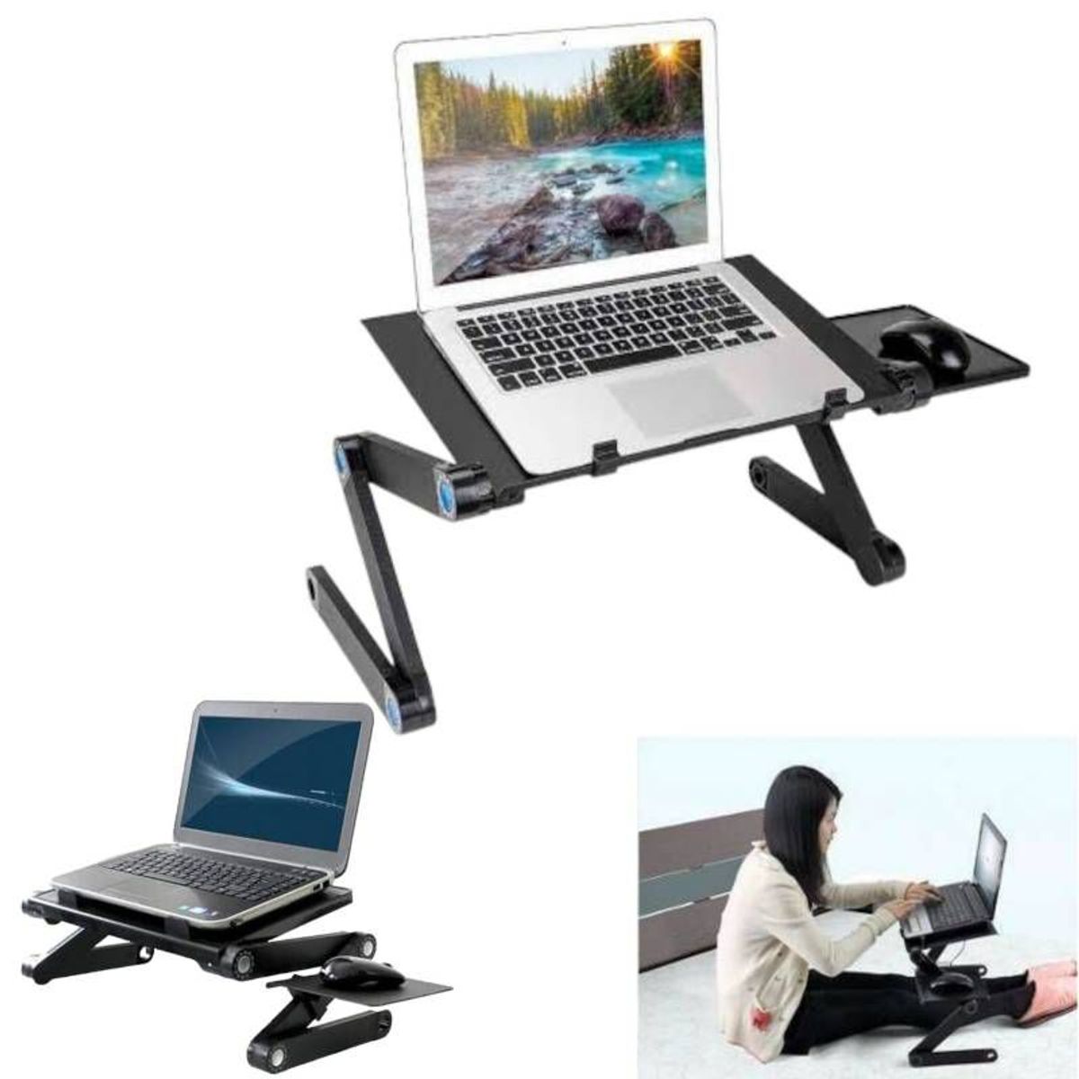 GENERICO - Mesa con Cooler Graduable T8 para Laptop Plegable Doble Ventilador