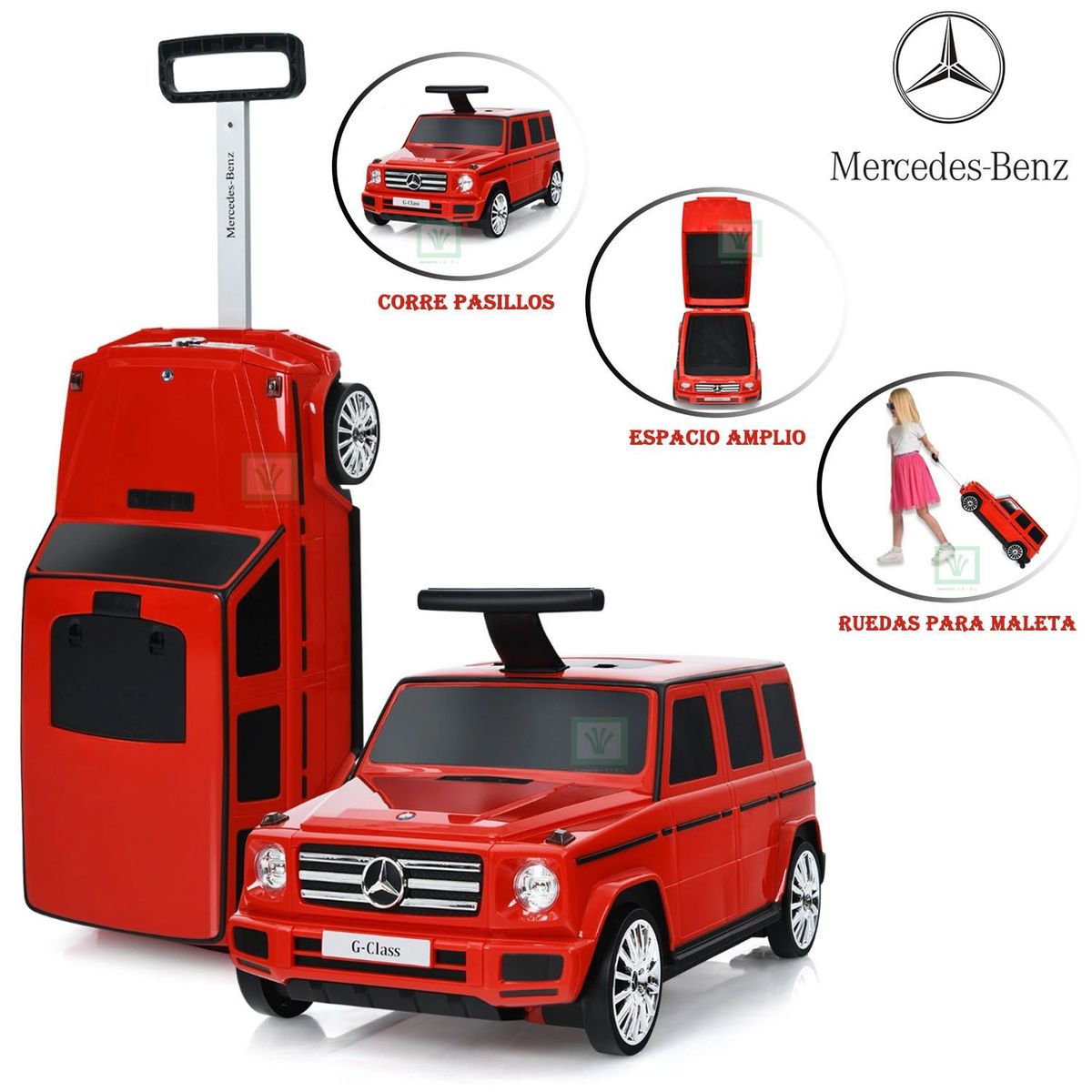 MERCEDES BENZ - Correpasillos 2 en 1 Maleta Rojo