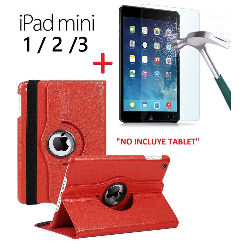 GENERICO - Funda Cover + Mica Vidrio para iPad Mini 1 / 2 A1432 A1454 A1489 A1490