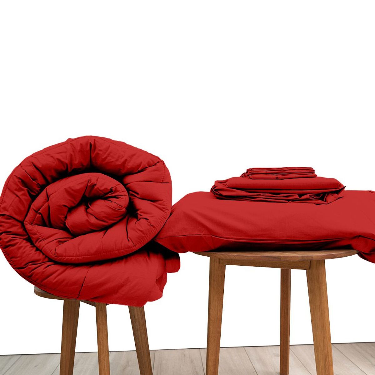 COBITEX HOME - Sábanas + Plumón Hipoalergénico Queen Rojo Cobitex 100 algodón