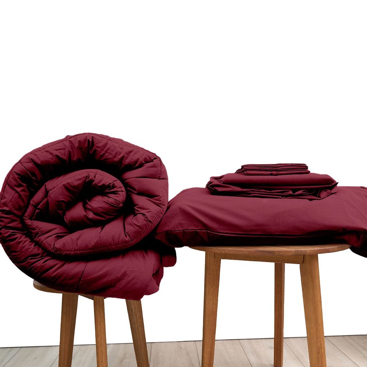 COBITEX HOME - Sábanas + Plumón Hipoalergénico King Guinda Cobitex 100 algodón.