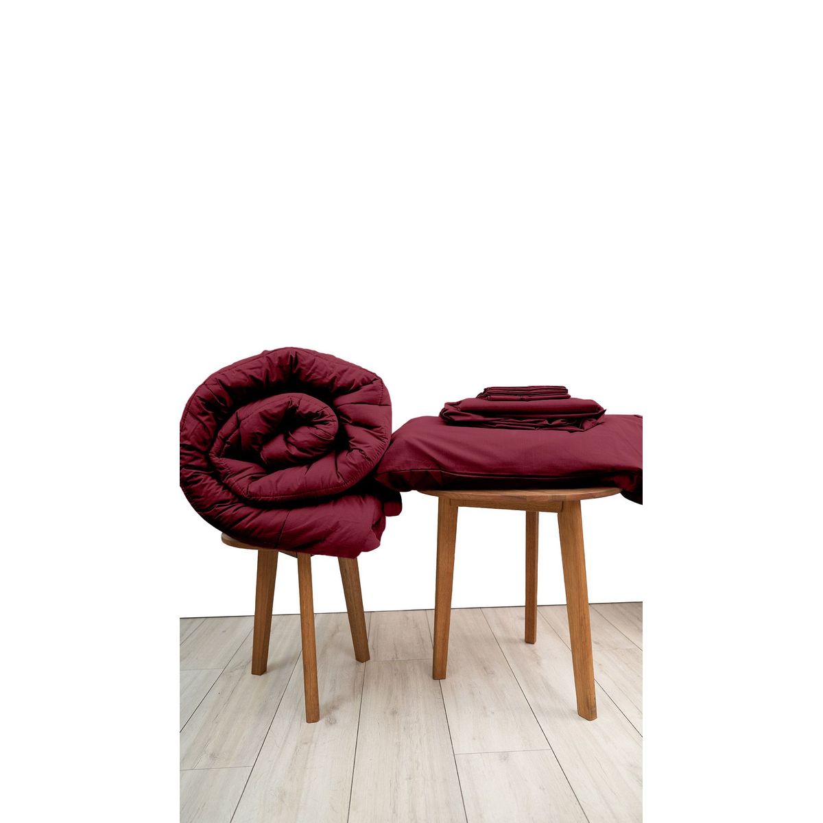 COBITEX HOME - Sábanas + Plumón Hipoalergénico 2 plazas Guinda Cobitex 100% algodón.