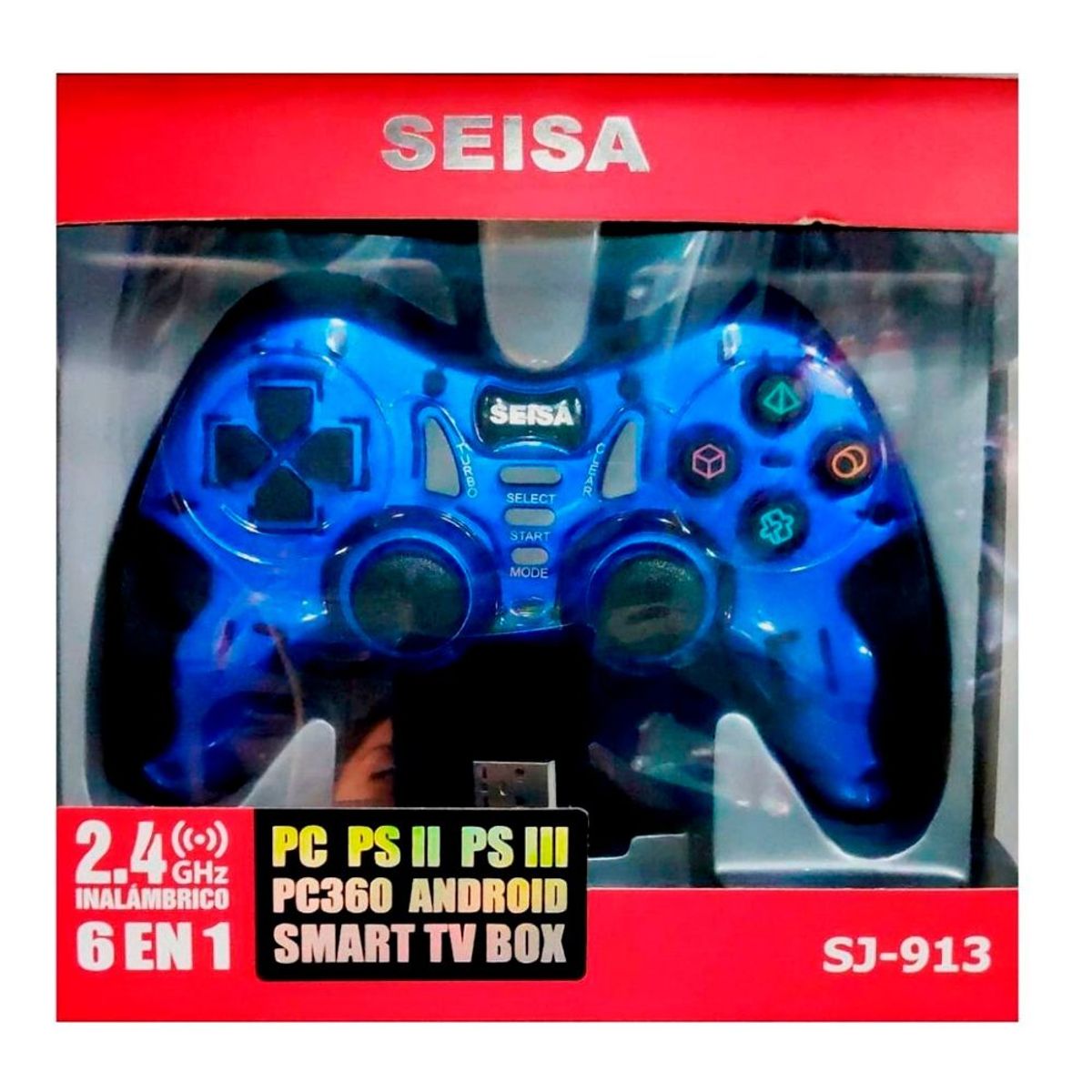 SEISA - Mando Inalambrico Seisa 6 En 1 PC PS3 Bluetooth A Pilas Azul