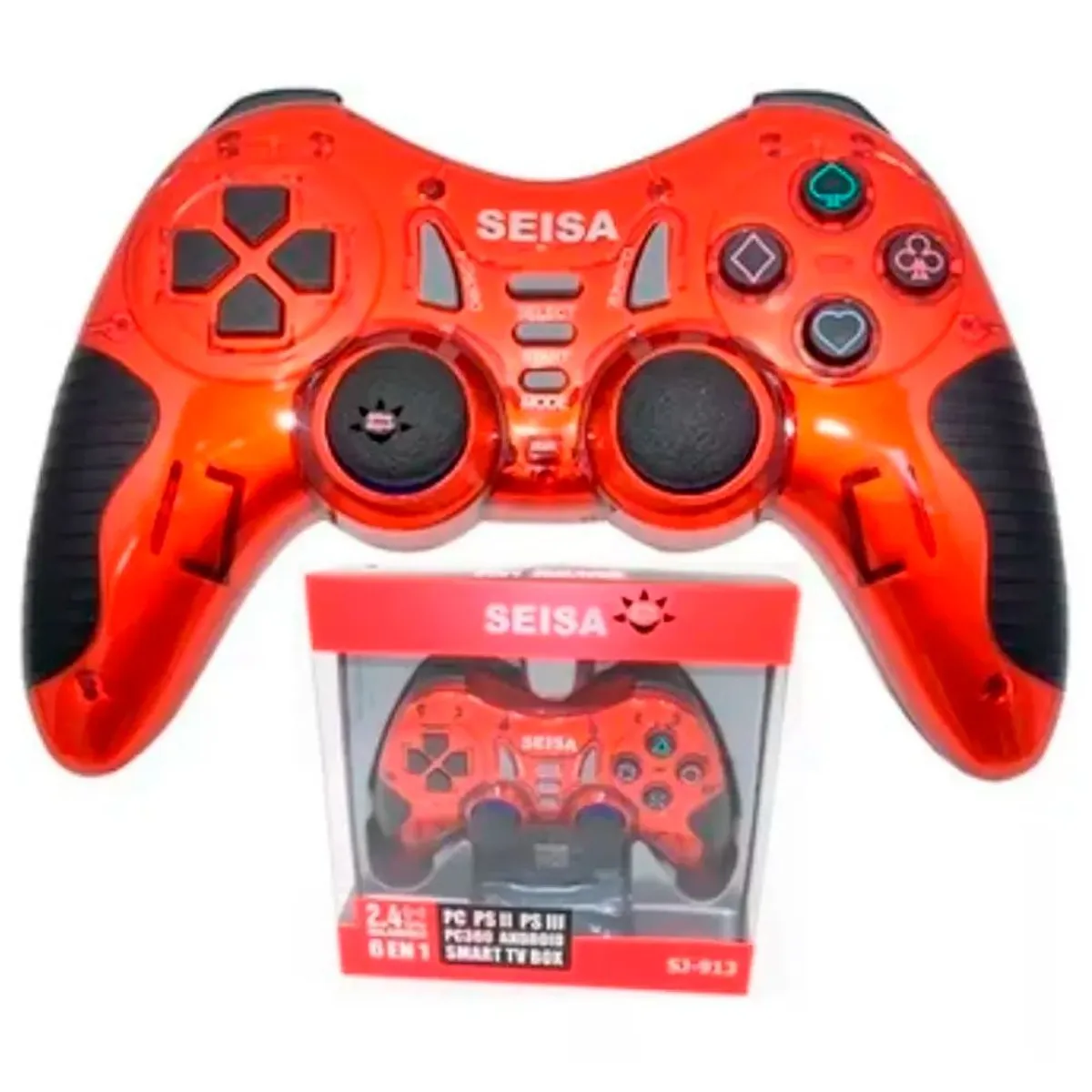 SEISA - Mando Inalámbrico para PC PS2 PS3 Xbox Bluetooth A Pilas Rojo