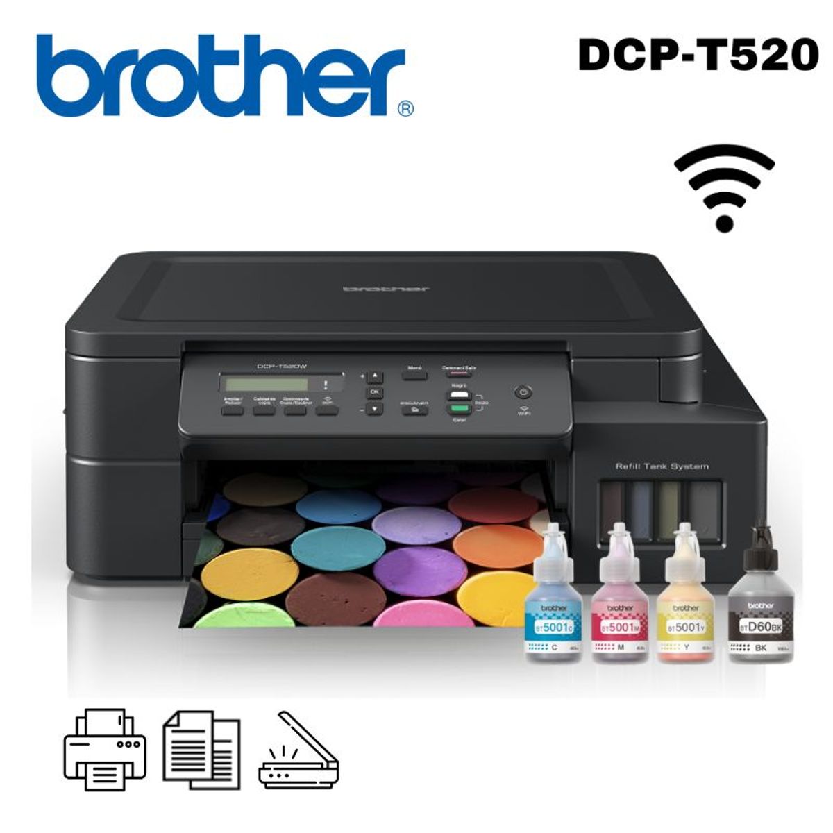 BROTHER - Impresora Multifuncional Brother DCP-T520W Wifi