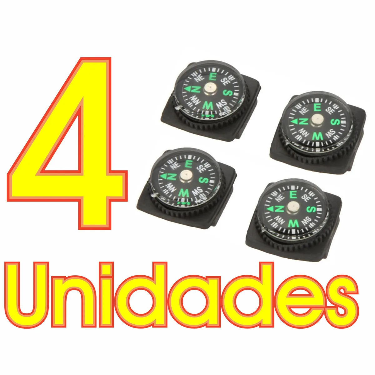 GENERICO - 4 Mini Brújula Adaptable a Reloj Paracord Pulsera Artesanía