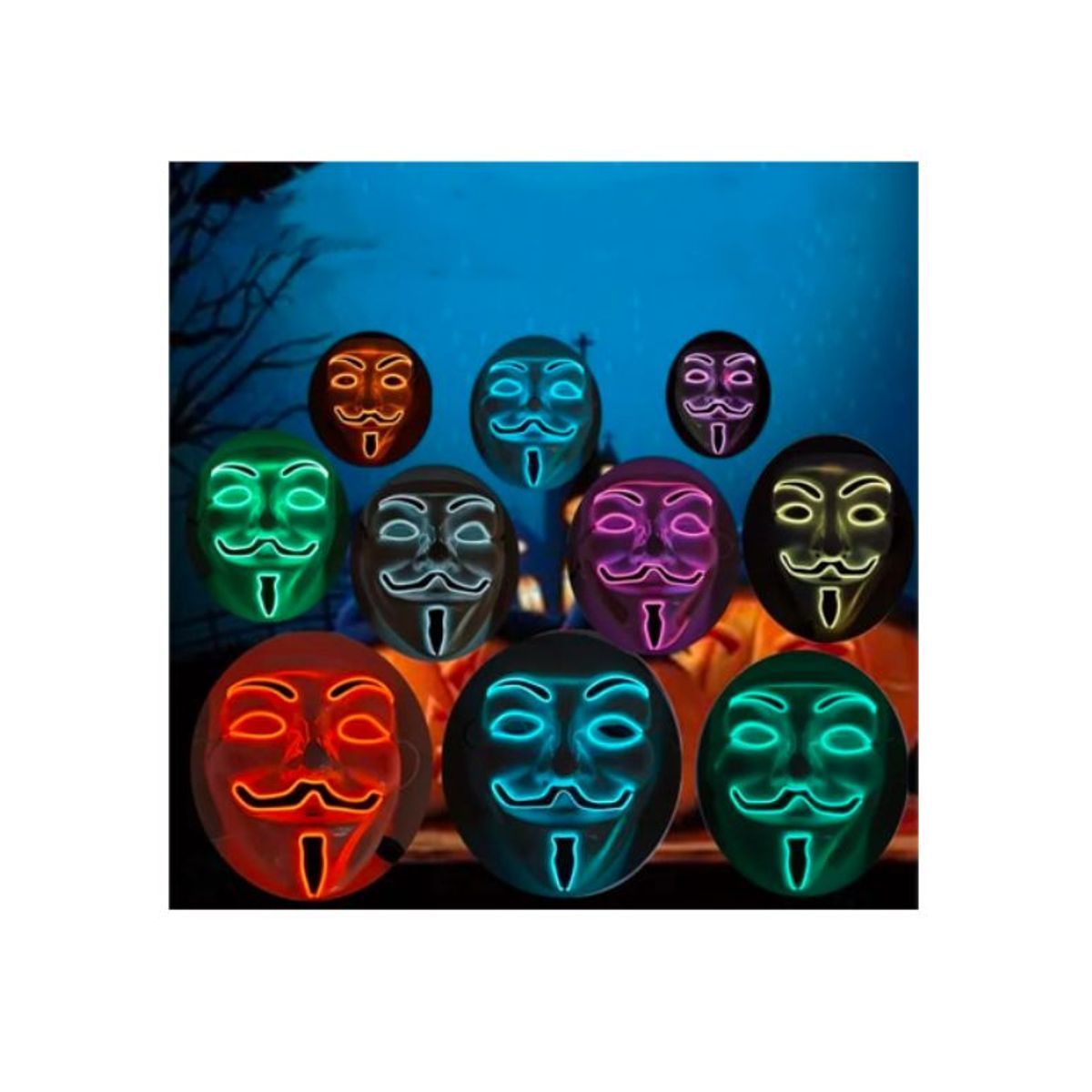 GENERICO - mascara de anonymous con led halloween fiesta