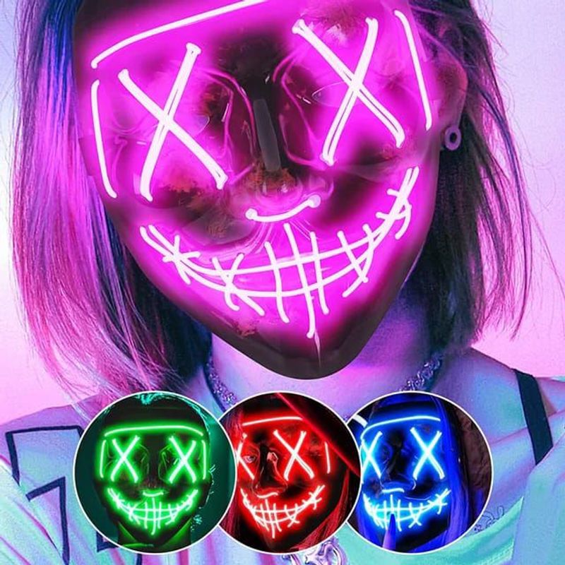 GENERICO - Máscara de purga de Halloween máscara de luz LED