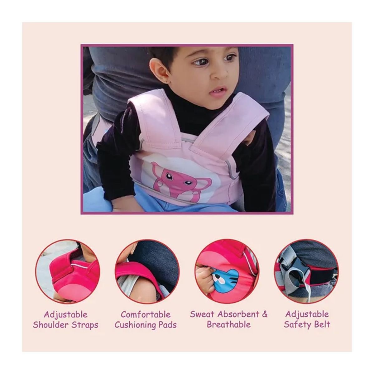 GENERICO - Cinturon de Seguridad para Niños Motos Elefante