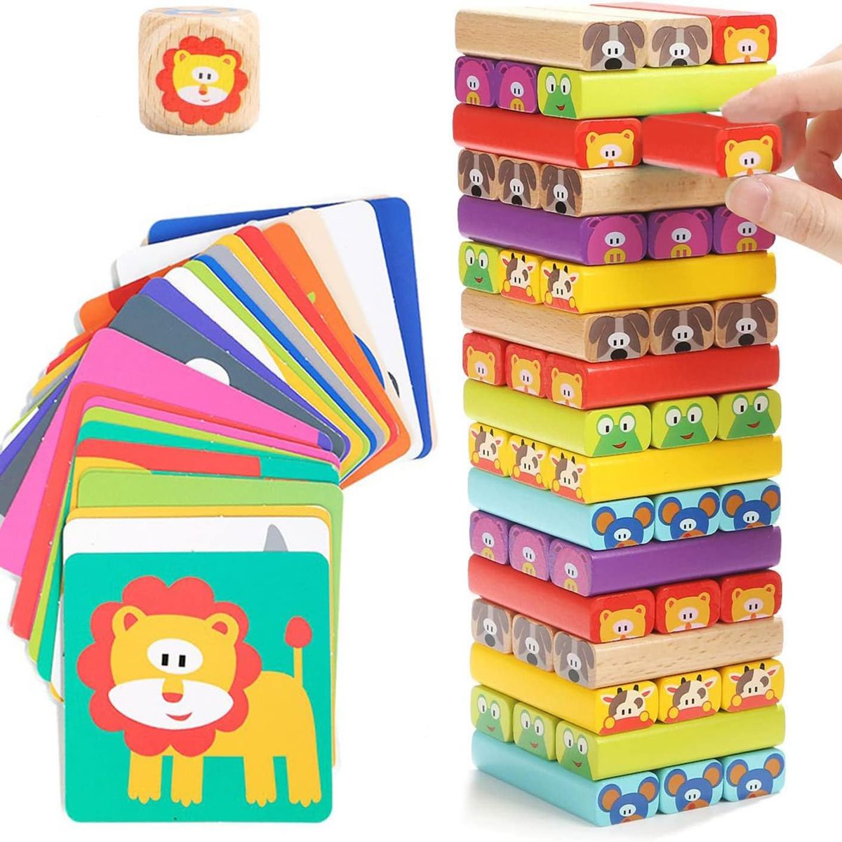 GENERICO - Jenga de madera con diseño de los animales