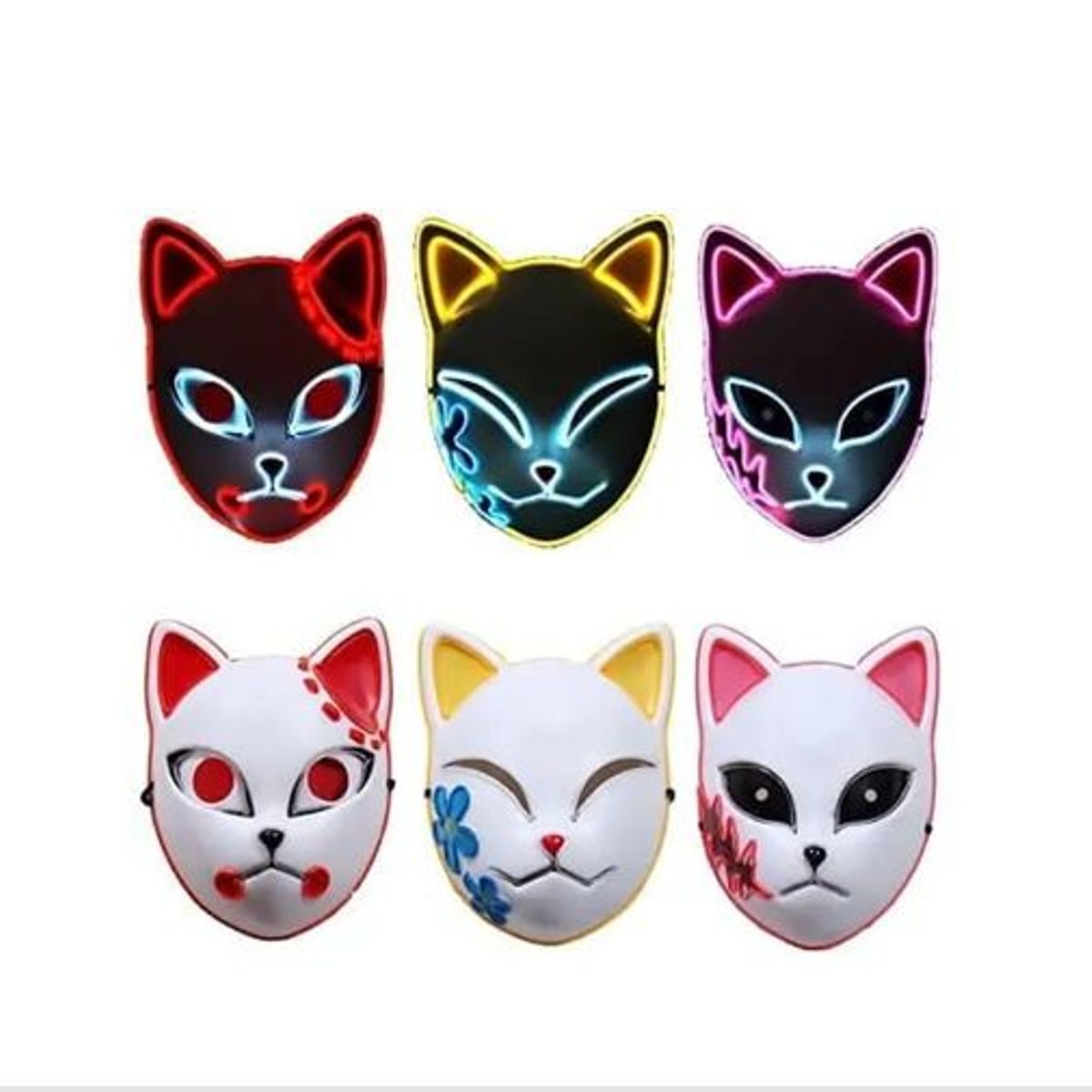 GENERICO - Mascara Led Demon Slayer Kimetsu No Yaiba Halloween Cosplay