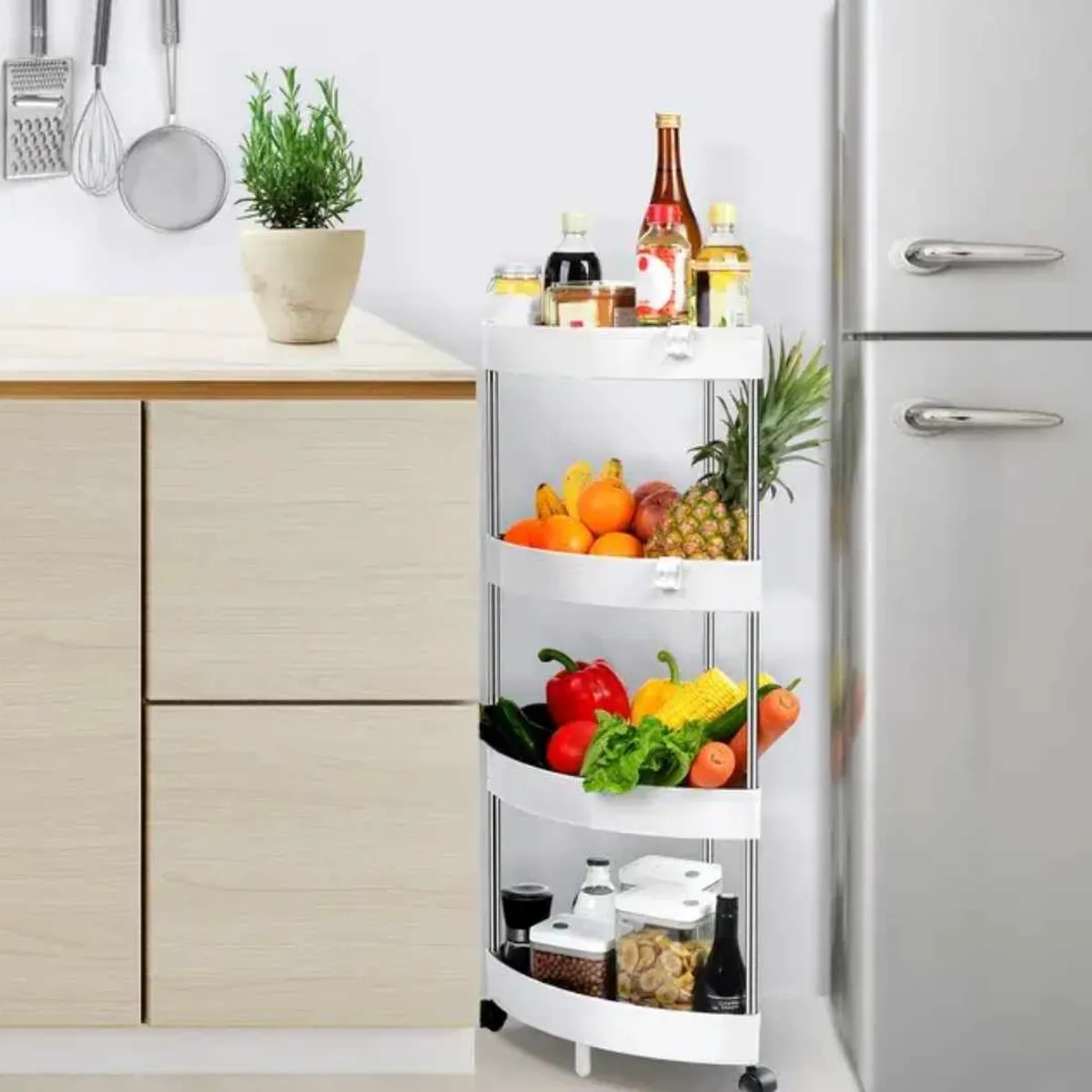 GENERICO - Organizador Frutero Verdulero de Cocina con Ruedas de 4 pisos PZ-02