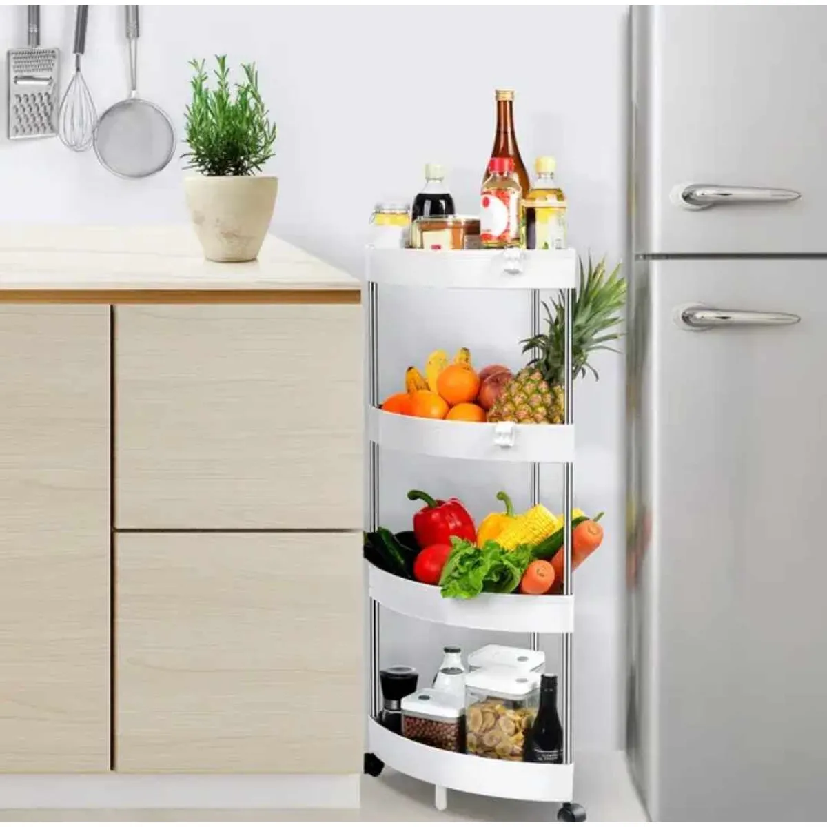 GENERICO - Organizador Frutero Verdulero de Cocina con Ruedas de 4 pisos PZ-02
